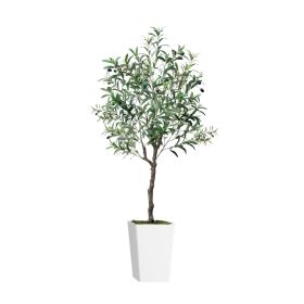 Artificial Olive Tree 5FT with Pot and Moss, Artificial Plants for Home Office Decor
