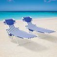 2 Pack, Blue & White Stripe, Folding Backpack Face-Down Beach Fabric Lounger.