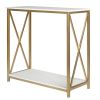 2-Tier Console Table, Gold Sofa Entry Table with White Top and Gold Metal Frame for Home