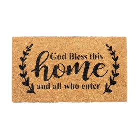 Welcome Doormats Natural Coco Coir Mats with Non Slip PVC Backing Indoor Outdoor Mats for Home & Office Mats for Door with God Bless This Home Print B