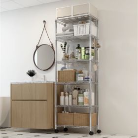 Heavy Duty Storage Shelves 72.83" H Wire Shelving Unit with Wheels 1020LBS NSF Metal Shelves for Storage Adjustable Garage Storage Rack Pantry Shelf C