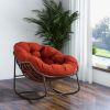Outdoor Rattan Rocking Chair,Padded Cushion Rocker Recliner Chair Outdoor for Front Porch, Living Room, Patio, Garden, Orange