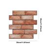 10Pcs Peel and Stick Tile Backsplash Red Brick Design Stick on Subway Tiles 3D Brown Wall Panel Removable Self-Adhesive Wall Stickers for Home Kitchen