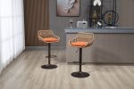 COOLMORE Modern Swivel Bar Stools Set of 2 Adjustable Counter Height Chairs with Footrest for Kitchen, Dining Room (Orange)